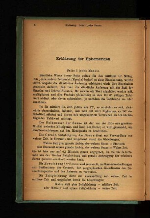 Erklärung der Ephemeriden.