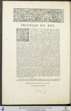 Privilege du Roy.