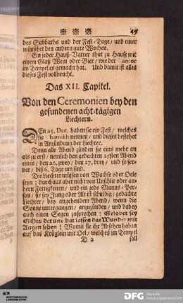 Das XII. Capitel. Von den Ceremonien bey den gefundenen acht-tägigen Liechtern.