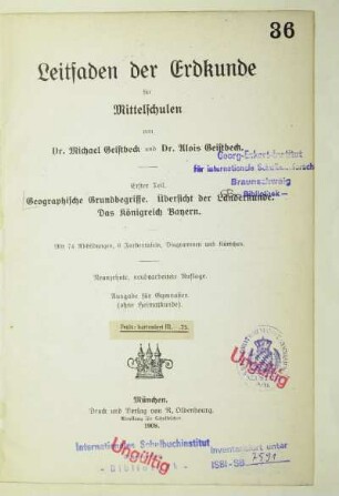 Teil 1: Geographische Grundbegriffe, Übersicht der Länderkunde, Das Königreich Bayern