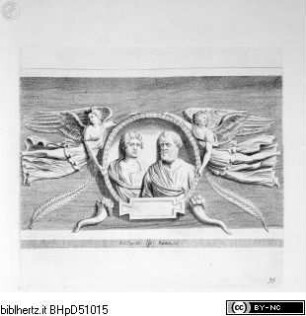 Galleria Giustiniana del marchese Vincenzo Giustiniani. 2 Bände., 2. Band, Tafel 95: Vittoria con ritratto di coniugi (nach der Antike)