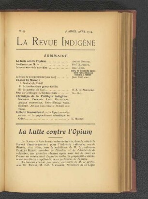 La Lutte contre l'Opium.