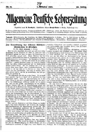 Zur Neuordnung des höheren Mädchenschulwesens in Preußen