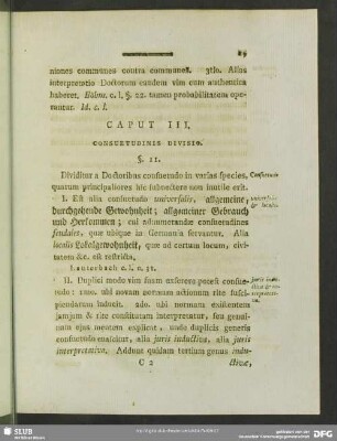 Caput III. Consuetudinis Divisio