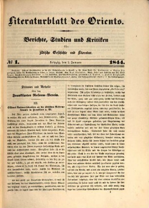 Der Orient : Berichte, Studien und Kritiken für jüdische Geschichte und Literatur, 5. 1844