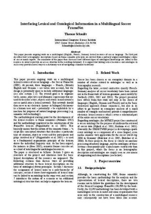 Interfacing Lexical and Ontological Information in a Multilingual Soccer FrameNet