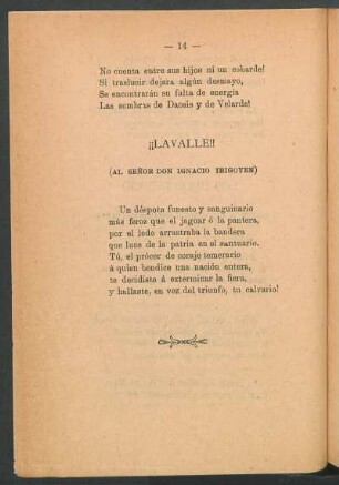 ¡¡Lavalle!! : (Al señor don Ignacio Irigoyen)