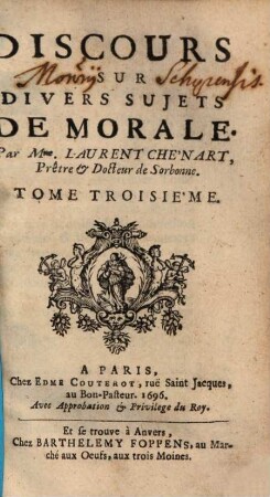 Discours Sur Divers Sujets De Morale, Tome Troisième