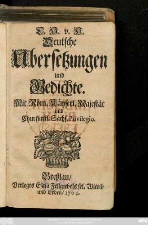 C. H. v. H. Deutsche Übersetzungen und Gedichte