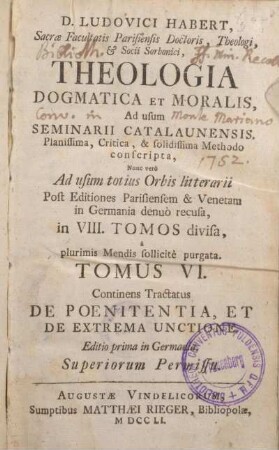 6: De poenitentia, et De Extrema Unctione