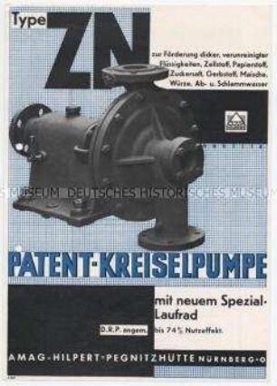 Patent-Kreiselpumpe Type ZN