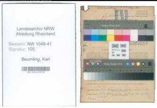 Entnazifizierung Karl Beumling , geb. 30.12.1896 (Polizist)