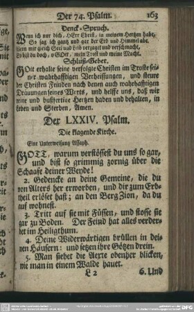 Der LXXIV. Psalm : Die klagende Kirche