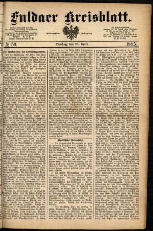 Ausgabe vom Dienstag, den 28. April 1885.
