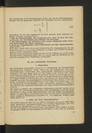 III. Die veränderliche Verdrehung