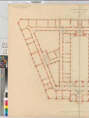 Neubau des Geschäftsgebäudes der Kgl. Eisenbahndirektion Essen: Grundriß Erdgeschoß, M. 1:100 Hgv, Sknr.: 1, Fanr.: 7, Bunr.: 3