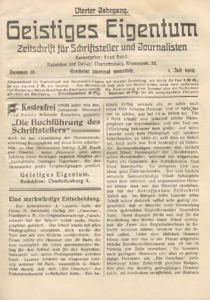 Nummer 19 (1. Juli 1908)