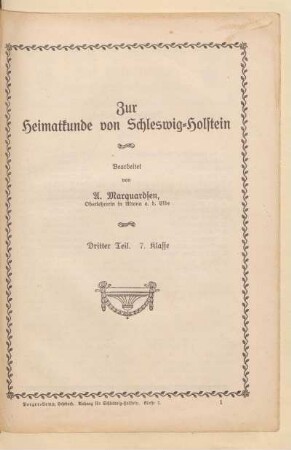 Zur Heimatkunde von Schleswig-Holstein