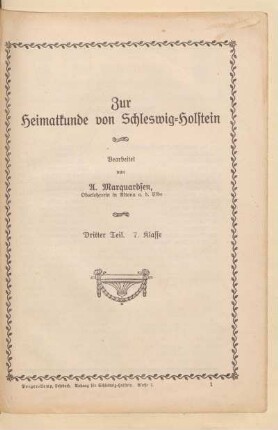 Zur Heimatkunde von Schleswig-Holstein