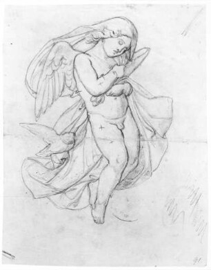 Die Nacht : Rietschel, Ernst. Tageszeiten-Reliefs. Die Nacht. Bleistift auf hellelfenbeinfarbenem Velin; 21,7 x 17,1 cm. Frühjahr 1849. Privatbesitz. WVZ 304