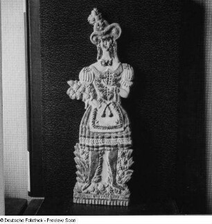 Velten. Keramik-Museum. Formgebäck (Tirolerin). Tonabdruck des Gebäckmodels, glasiert, 18. Jahrhundert