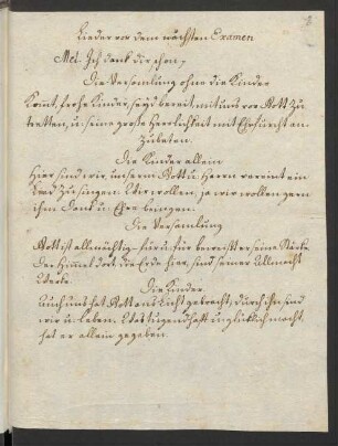Handschriftlich: Lieder von dem nächsten Examen