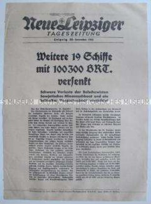 Extrablatt der "Neuen Leipziger Tageszeitung" u.a. zu U-Boot Kampfhandlungen