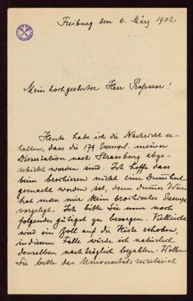 Brief vom 06.03.1902