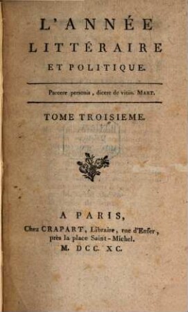 L' année littéraire et politique. 1790,3, 1790,3
