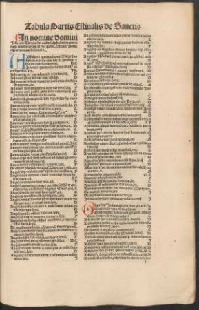 Tabula Partis Estivalis de Sanctis