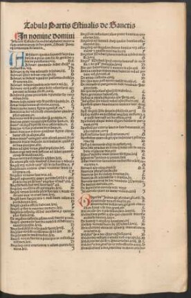 Tabula Partis Estivalis de Sanctis