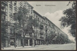 Ansichtskarte Blücherstraße mit "Glaserei und Buchbinderei"