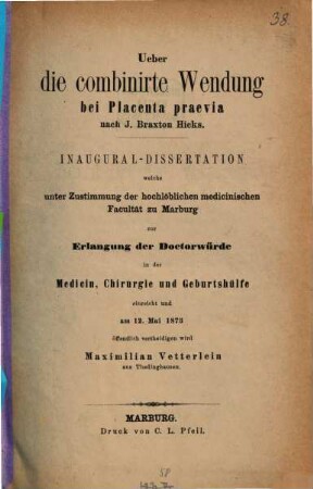 Ueber die combinirte Wendung bei Placenta praevia nach J. Braxton Hicks