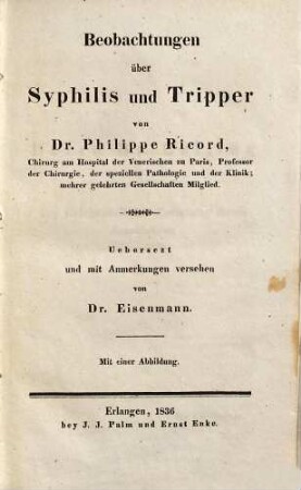 Beobachtungen über Syphilis und Tripper