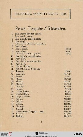 Perser Teppiche / Stickereien (Nr. 1 - 116)