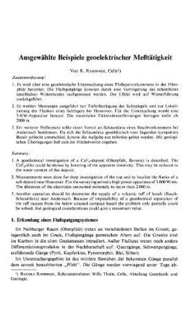 Ausgewählte Beispiele geoelektrischer Meßtätigkeit