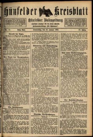 Erste Ausgabe vom Donnerstag, den 29. Januar 1925.