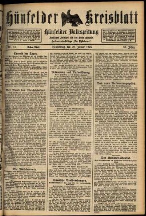 Erste Ausgabe vom Donnerstag, den 29. Januar 1925.