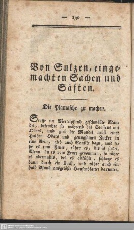 Von Sulzen, eingemachten Sachen und Säften
