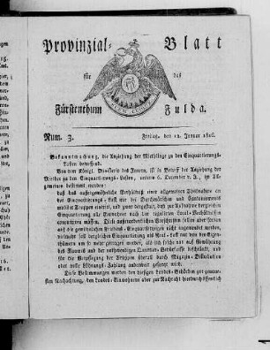 Num. 3., Ausgabe vom 12. Januar 1816