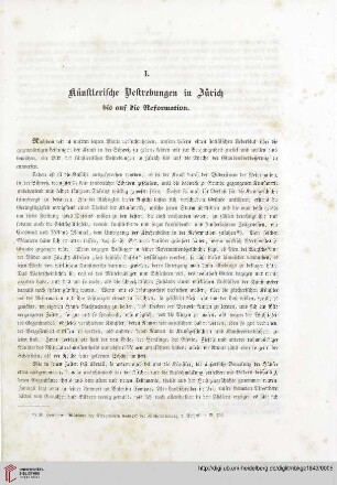 I. Künstlerische Bestrebungen in Zürich bis auf die Reformation