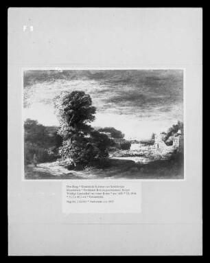 Waldige Landschaft mit einer Ruine