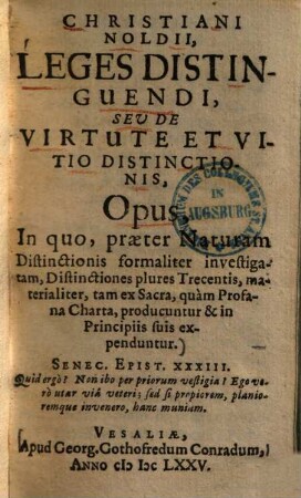 Leges distinquendi, seu de virtute et vitio distinctionis