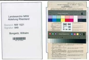 Entnazifizierung Wilhelm Bongartz , geb. 05.03.1887 (Postbeamter)