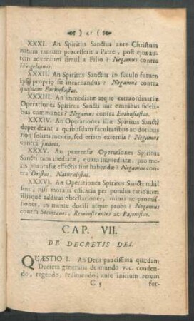 Cap. VII. De Decretis Dei.
