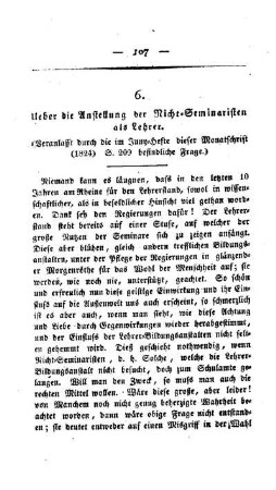 Ueber die Anstellung der Nicht-Seminaristen als Lehrer : (Veranlasst durch die im Juny-Hefte dieser Monatschrift (1824) S. 209 befindliche Frage.)