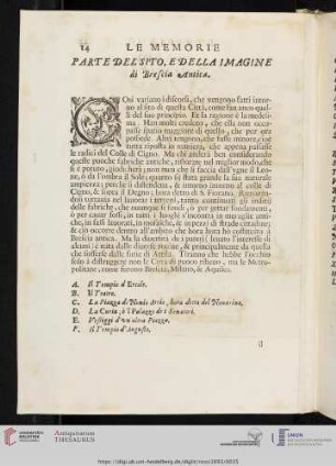 Parte del Sito, e della Imagine di Brescia Antica
