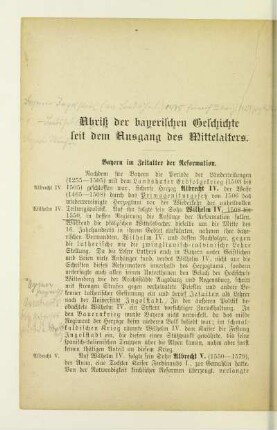 Abriß der bayerischen Geschichte seit dem Ausgang des Mittelalters