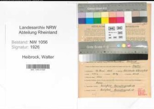 Entnazifizierung Walter Heibrock , geb. 19.06.1901 (Angestellter)