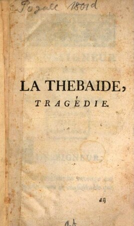 La Thebaide : Tragedie